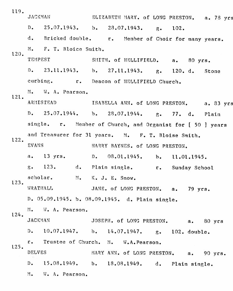 FD-BCMI 33 - P32.jpg - Long Preston Baptist Church -  Index of Burial Register in Date Order  - 1943 to 1949